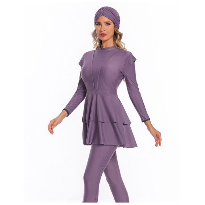 Womens Muslim Swimsuit Modest Burkini Islamic Swimwear Full Cover Costume 3pcs